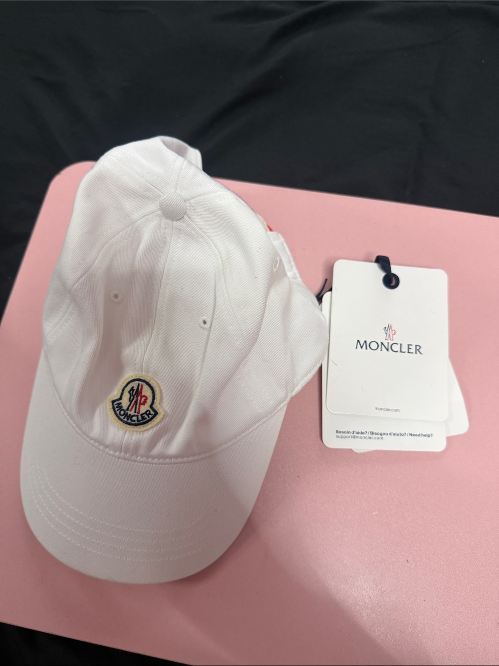 Moncler White Baseball Cap with Embroidered Logo Patch